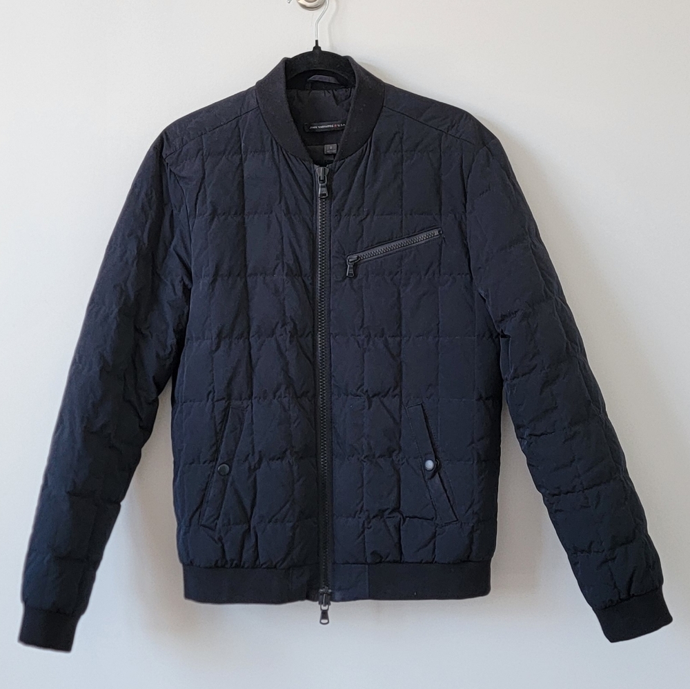 John Varvatos Black Quilted Bomber Jacket